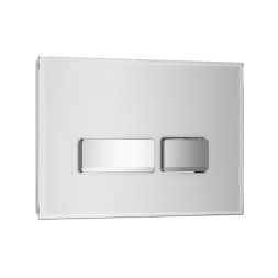 Кнопка смыва WAVE E1 glass универсальная, БЕЛЫЙ/ХРОМ СТЕКЛО прямоугольная - 552531 