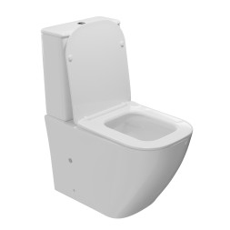 Унитаз-компакт безободковый WAVE QUADRO гориз, нижн, 2-кн.арм, сид. дюропл, м/л, быстр, БЕЛЫЙ глянец - 552974 