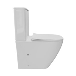 Унитаз-компакт безободковый WAVE QUADRO гориз, нижн, 2-кн.арм, сид. дюропл, м/л, быстр, БЕЛЫЙ глянец - 552974 