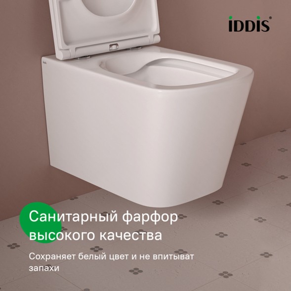 Унитаз подвесной безободковый IDDIS BILRNSEI25 &amp;quot;Bild&amp;quot; сиденье дюропласт, микролифт - BILRNSEI25 