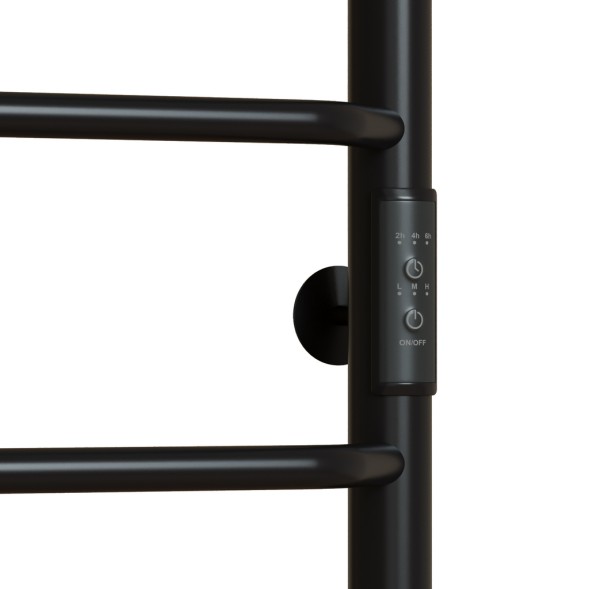 Полотенцесушитель MIXLINE MIRA  80х50 (таймер, 336 Вт, 5 перекладин + ПОЛКА) электрический ЧЕРНЫЙ - ML-556357 