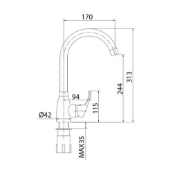 Смеситель для кухни 35к Milardo M07SB0JM05 &amp;quot;Meal&amp;quot; высокий пов излив ХРОМ - M07SB0JM05 