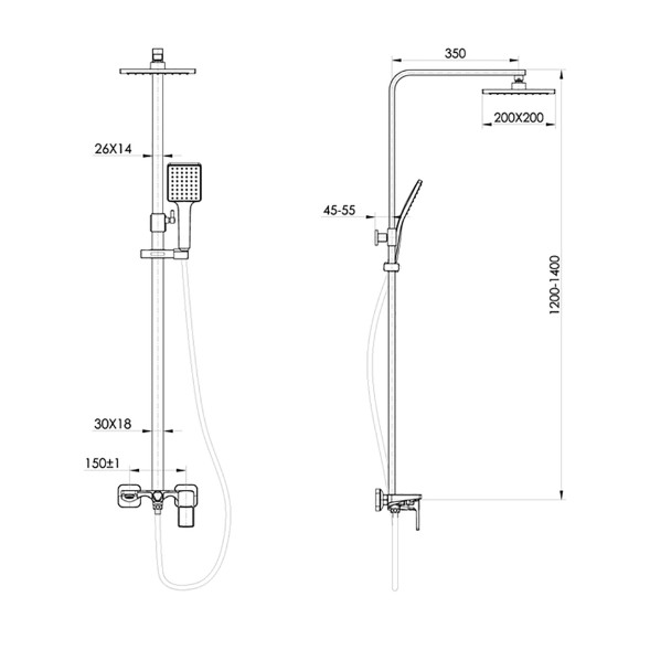 Душевая система 35к IDDIS BILBL1Fi06 &amp;quot;Bild&amp;quot; лейка &amp;quot;Тропический душ&amp;quot; Черный - BILBL1Fi06 