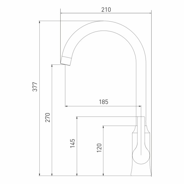 Смеситель для кухни 35k MIXLINE ML22-032 &amp;quot;Round&amp;quot; высокий излив боковая ручка - ML22-032 