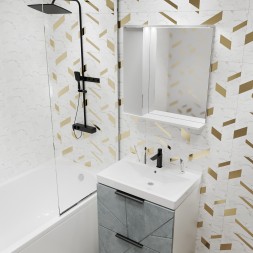 Зеркальный шкаф "Лайн-60" левый с подсветкой (ПВХ) - 553010