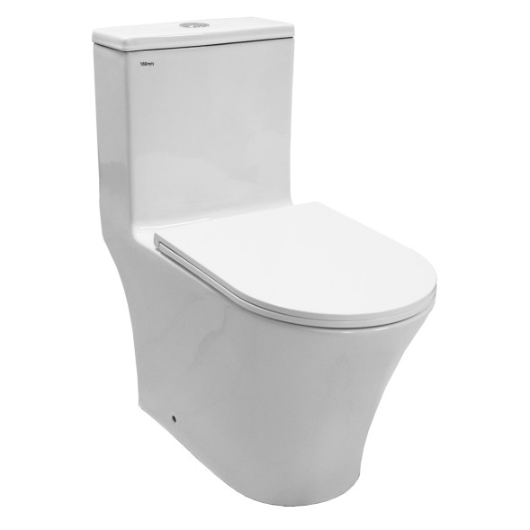 Унитаз моноблок Azario Vally торнадо, в комплекте с бачком и сиденьем микролифт дюропласт 690х360х760 (AZ-80687)