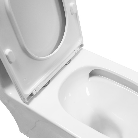 Унитаз моноблок Azario Vally торнадо, в комплекте с бачком и сиденьем микролифт дюропласт 690х360х760 (AZ-80687)