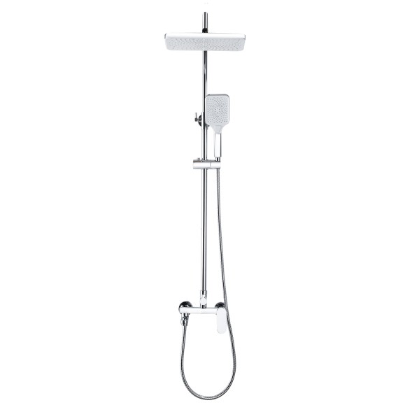 Душевая колонна Azario ARIZONA со смесителем для ванны, с поворотным изливом, прямоугольная, хром (AZ-20S)