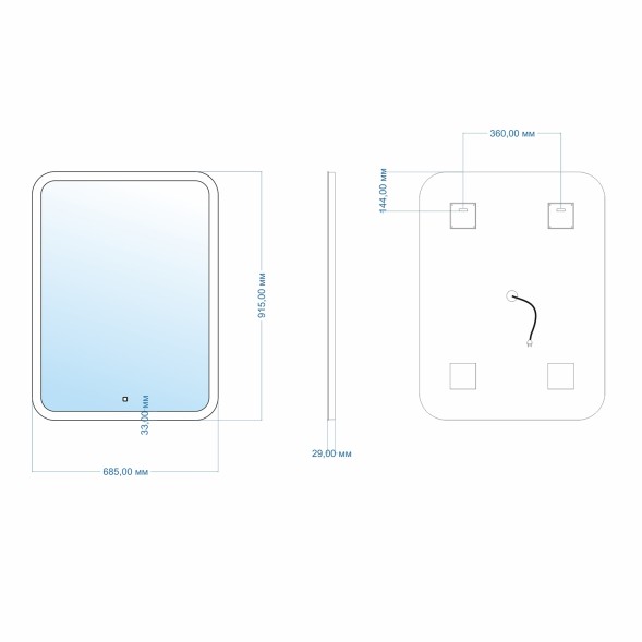 Зеркало MIXLINE &amp;quot;Стив&amp;quot; 685*915 (ШВ) сенсорный выключатель, светодиодная подсветка - ФР-00001480 
