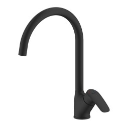 Смеситель для кухни 35к Milardo RORBL0JM05 &amp;quot;Rora&amp;quot;  высокий пов. излив, п/гайку, ЧЕРНЫЙ матовый - RORBL0JM05 