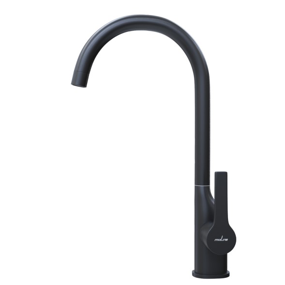 Смеситель для кухни 35k MIXLINE ML23-032 &amp;quot;Round Black&amp;quot; высокий излив боковая ручка ЧЕРНЫЙ - ML23-032 