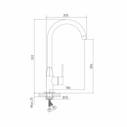 Смеситель для кухни 35k MIXLINE ML23-032 &amp;quot;Round Black&amp;quot; высокий излив боковая ручка ЧЕРНЫЙ - ML23-032 