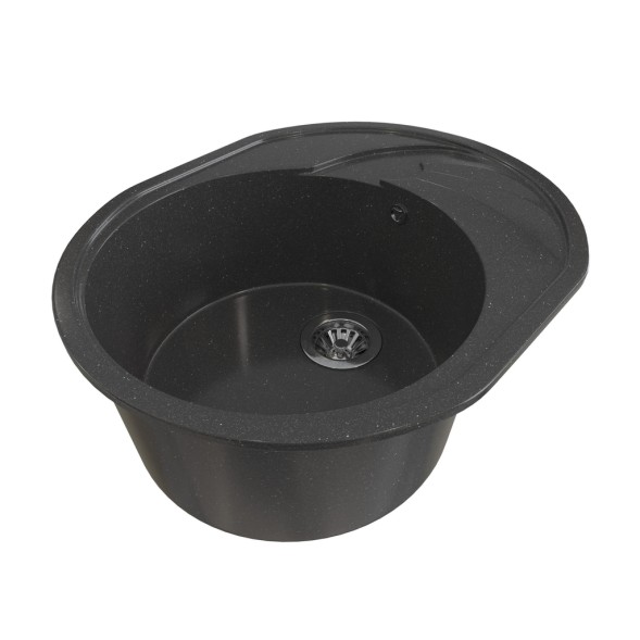 Мойка ML-GMS08 СТАНДАРТ овальная с крылом, черный (308), 570*460*170мм - 00-00002426 