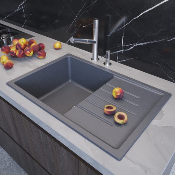Мойка ML-GM19 КОМФОРТ с крылом, антрацит  (343),  750*500*200мм - 00-00009405 