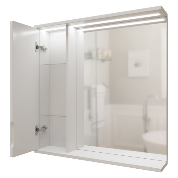 Зеркальный шкаф &amp;quot;Лайн-70&amp;quot; левый с подсветкой (ПВХ) - 553015 