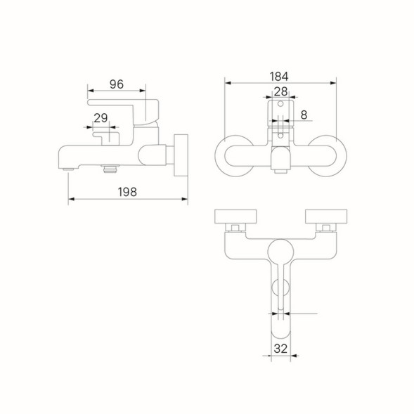 Смеситель для ванны 35к IDDIS AIGBC00i02WA &amp;quot;Aiger&amp;quot; без душ. аксессуаров, ХРОМ матовый - AIGBC00i02WA 