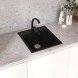 Мойкa ML-GMU02 УЛЬТРА прямоугольная, черный камень, 425*485 мм (глуб. чаши 175) - 00-001401 