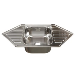 Мойка врез 95х50 (0,8) УГЛОВАЯ вып 3 1/2 MIXLINE 18см с сифоном - 532313 