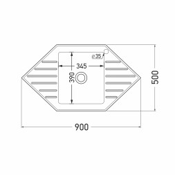 Мойка врез 95х50 (0,8) УГЛОВАЯ вып 3 1/2 MIXLINE 18см с сифоном - 532313 
