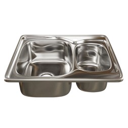 Мойка врез 63х50 (0,8) 2-х чаш вып 3 1/2 MIXLINE 18см с сифоном - 538196