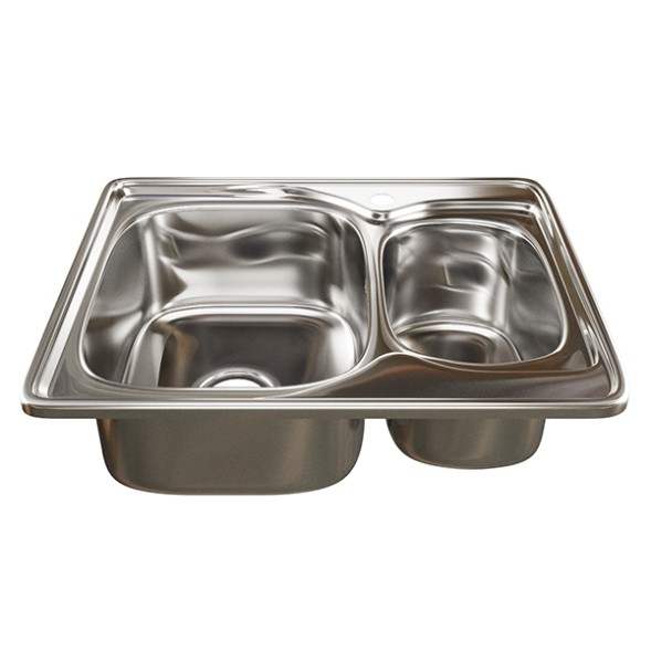 Мойка врез 63х50 (0,8) 2-х чаш вып 3 1/2 MIXLINE 18см с сифоном - 538196 