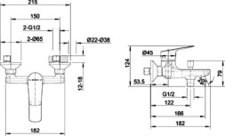 Смеситель Bravat Rhein для ванны с душем, хром (F6429564CP-01-ENG)