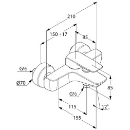 Смеситель для ванны KLUDI AMEO однорычажный, хром (414450575)