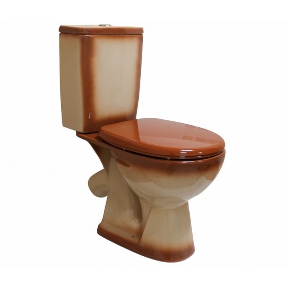 Унитаз-компакт &amp;quot;Уют&amp;quot; коричневый (косой, нижн, сид полип, 2-кн арм) (Rosa) - 4630055558797 