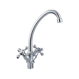 Смеситель для кухни 1/2 кер CN4008-2 CRON высокий пов. излив, п/гайку, ХРОМ - CN4008-2