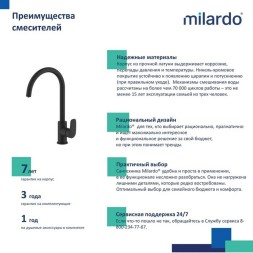 Смеситель для кухни 35к Milardo RORBLFJM05 &amp;quot;Rora&amp;quot; с вых. для пит. фильтра, выс. пов. излив, ЧЕРНЫЙ - RORBLFJM05 