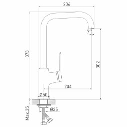 Смеситель для кухни 35k MIXLINE ML24-032 &amp;quot;Unito&amp;quot; высокий излив боковая ручка - ML24-032 