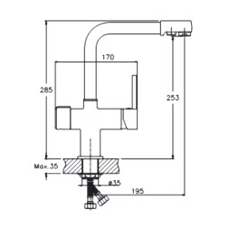 Смеситель для кухни 35к HB70088-5 HAIBA с вых. для питьевого фильтра б/отв п/гайку НЕРЖ - HB70088-5