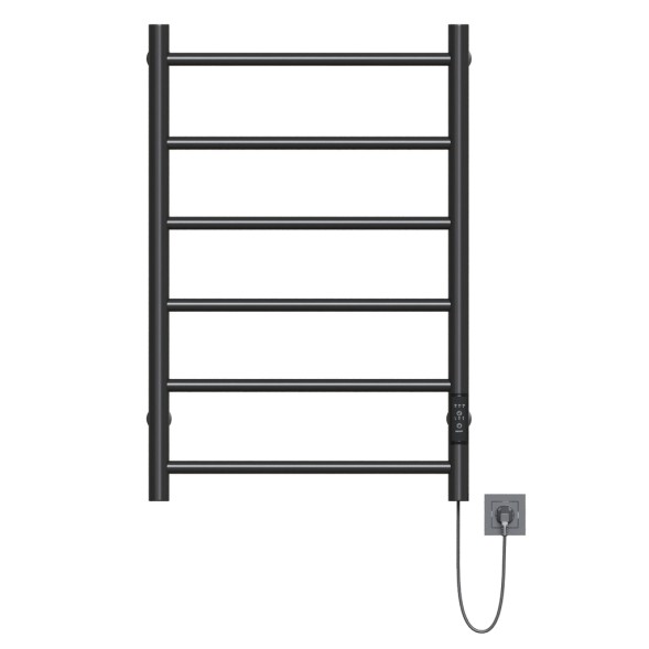 Полотенцесушитель MIXLINE VEGA  80х50 (таймер, 289 Вт, 6 перекладин) электрический ЧЕРНЫЙ - ML-556349 