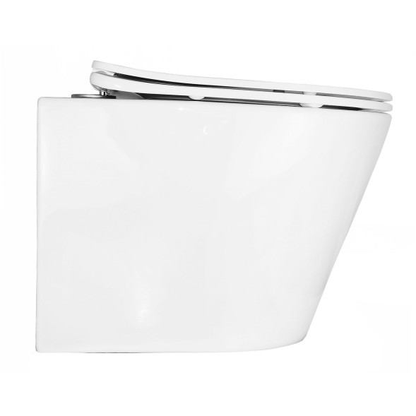 Унитаз подвесной Azario Teramo 480х365х360 безободковый, в комплекте с сидением микролифт, белый (AZ-0053 SP)