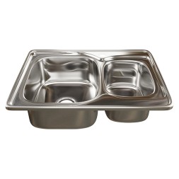 Мойка врез 70х50 (0,8) 2-х чаш вып 3 1/2 MIXLINE 18см с сифоном - 538197 