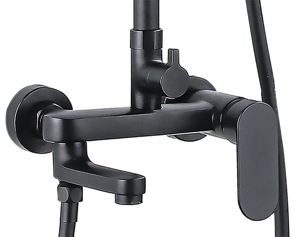 Душевая колонна Azario ARIZONA со смесителем для ванны, с поворотным изливом, прямоугольная, черный (AZ-20BS)