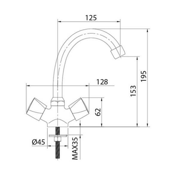 Смеситель для раковины 1/2 кер Milardo TRISB00M01 &amp;quot;Tring&amp;quot; пов излив ХРОМ - TRISB00M01 