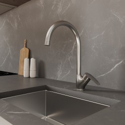 Смеситель для кухни 35к Milardo RORBN0JM05 &amp;quot;Rora&amp;quot;  высокий пов. излив, п/гайку, САТИН - RORBN0JM05 