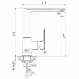Смеситель для кухни 35k MIXLINE ML26-032 &amp;quot;Life&amp;quot; высокий излив боковая ручка - ML26-032 