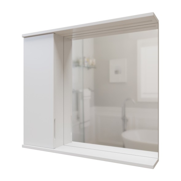 Зеркальный шкаф &amp;quot;Лайн-80&amp;quot; левый с подсветкой (ПВХ) - 553016 