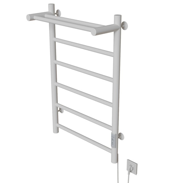 Полотенцесушитель MIXLINE VEGA  80х50 (таймер, 318Вт, 5 перекладин + ПОЛКА) электрический БЕЛЫЙ - ML-556354 