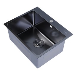 Мойка настол.монтаж 53х43 (3,0) вып 3 1/2  MIXLINE PRO 22см с сифоном (черный графит) - 547234