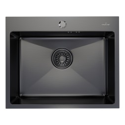 Мойка настол.монтаж 53х43 (3,0) вып 3 1/2  MIXLINE PRO 22см с сифоном (черный графит) - 547234