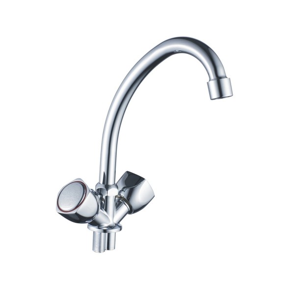 Смеситель для кухни 1/2 кер CN4009-2 CRON высокий пов. излив, п/гайку, ХРОМ - CN4009-2 