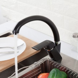 Смеситель для кухни 35к G4150 GAPPO высокий пов. излив, п/гайку, ЧЕРНЫЙ - G4150 