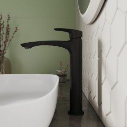 Смеситель для раковины 35к Milardo RORBL01M01 &amp;quot;Rora&amp;quot; высокий пов. излив, п/гайку,ЧЕРНЫЙ матовый - RORBL01M01 