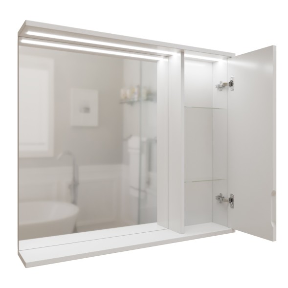 Зеркальный шкаф &amp;quot;Лайн-80&amp;quot; правый с подсветкой (ПВХ) - 553018 