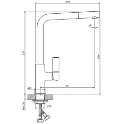 Смеситель для кухни 35к HB70501 HAIBA б/отв боковая п/гайку^ - HB70501