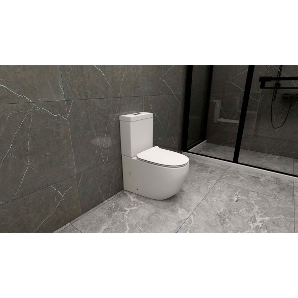 Унитаз-компакт Azario CORSA 630x380x830 напольный, безободковый с бачком и сиденьем микролифт (AZ-2062S)