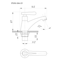 Смеситель для раковины 1/2кер ПРОФСАН ПСМ-104-15 "КОМПЛЕКТАЦИЯ" НЕРЖ,моно,п/гайку,б/подвод. ХРОМ - PSM-104-15